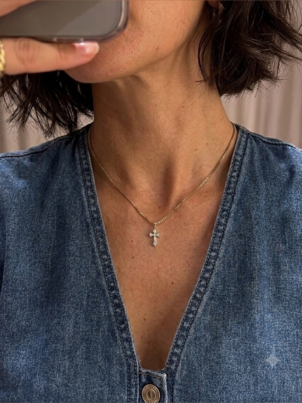 Gold Cross Necklace for woman | Dainty Cross Necklace | CZ Pendant Cross Pendant